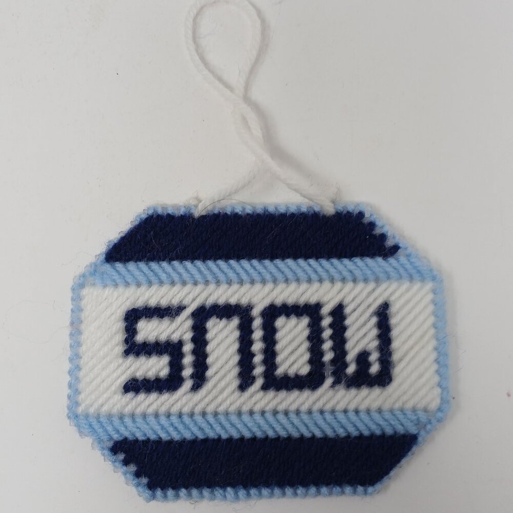 Handstitched "Snow" Christmas Ornament